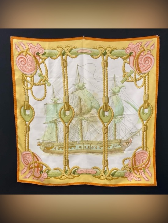 Hermes Accessories - Hermes Tribord Silk Scarf Carré 90 Nautical Ship Pastel Vintage